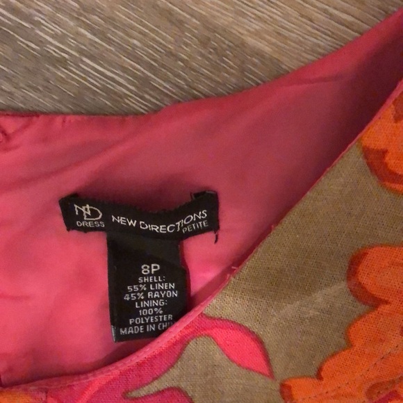 New Direction Elegant Linen and Rayon Floral Dress - Picture 4 of 7